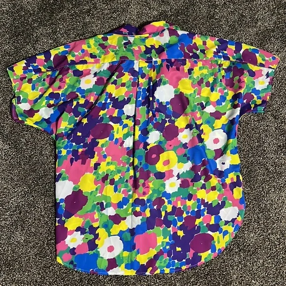 Vintage 80s Shapely women’s button up neon abstract top colorful art shirt - Picture 5 of 6